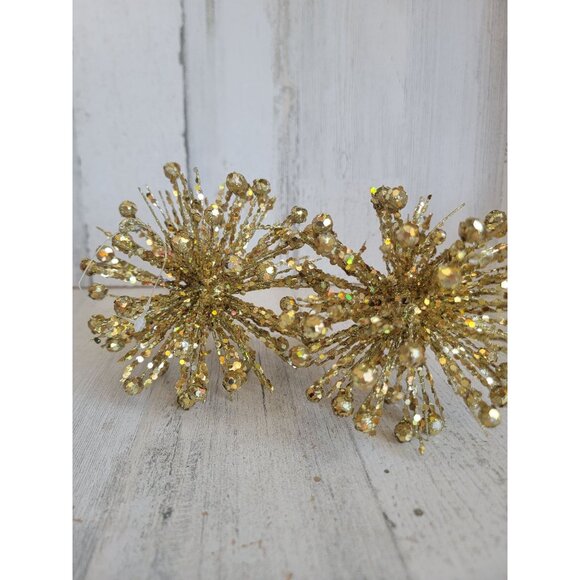 PIer 1 Gold glitter pom star ornament Xmas set decor figure - Picture 8 of 8